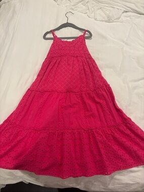 Flowers by Zoe Hot Pink Eyelet Tiered Sundress
